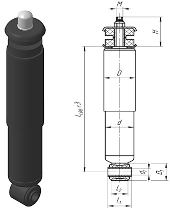 Амортизатор подвески SCANIA, гидравлический (металлический кожух)
